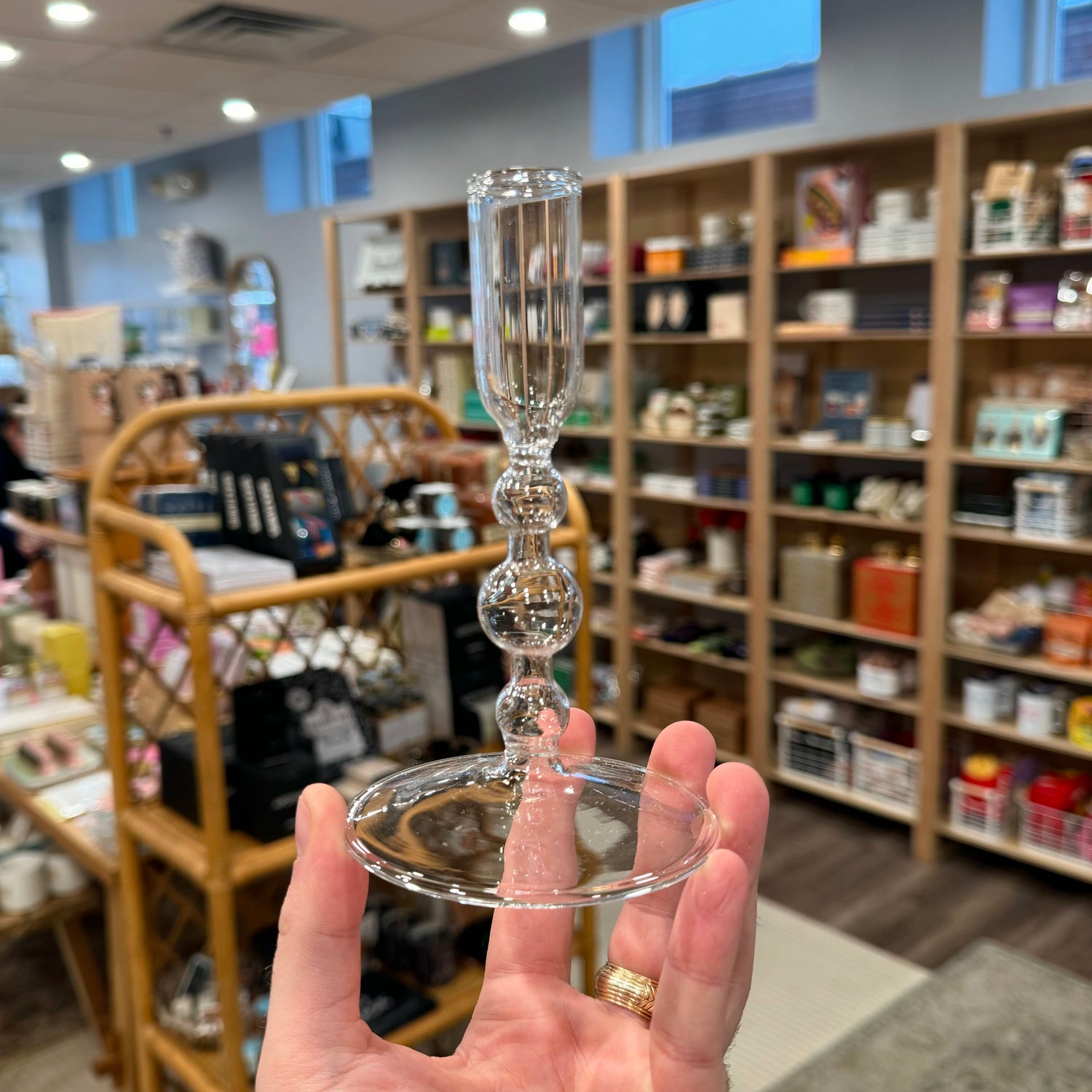Modern Clear Glass Candlestick Holder