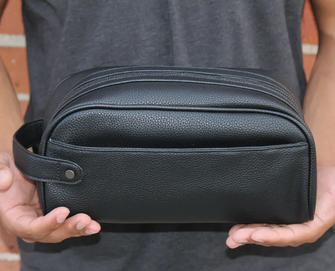 Black Leather Dopp Kit