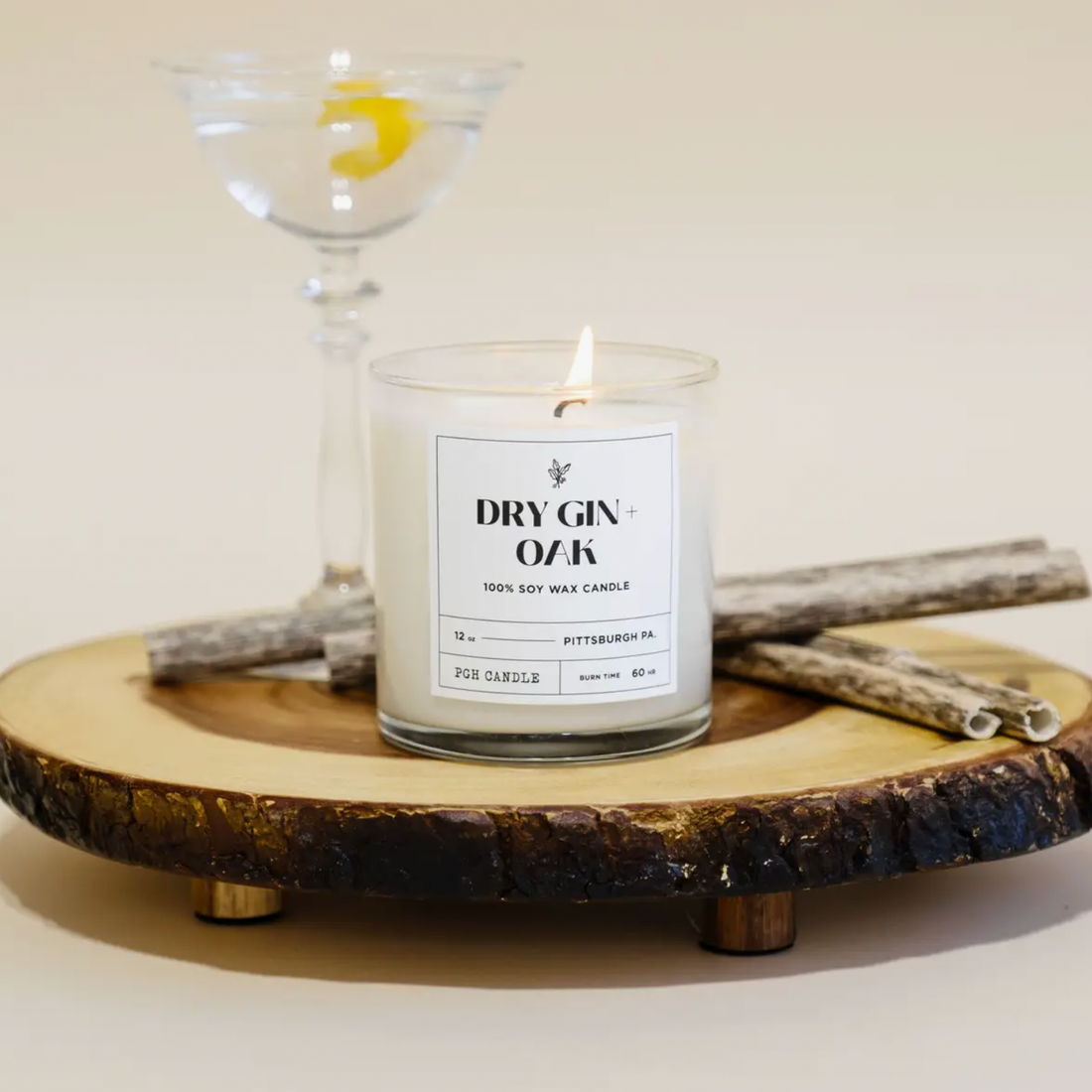 Dry Gin + Oak Candle