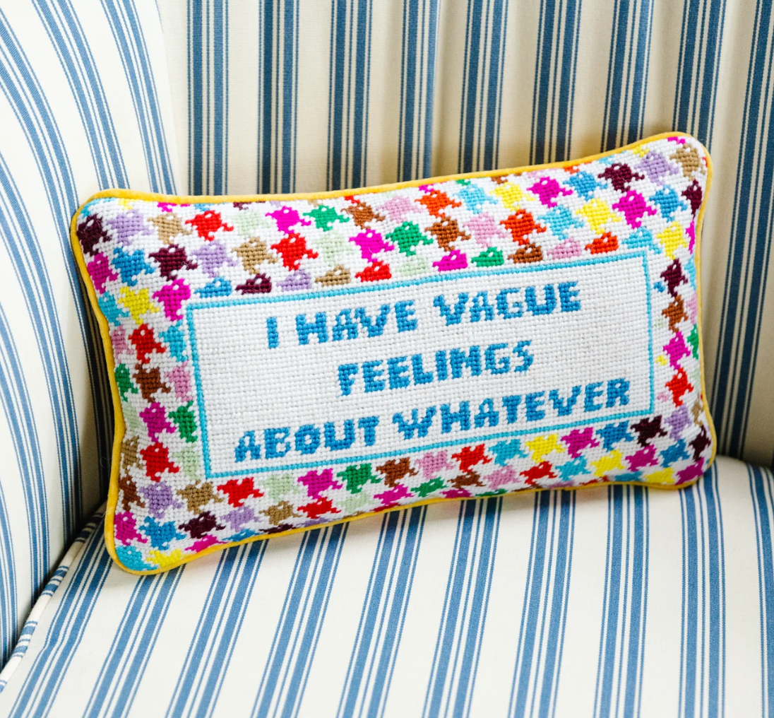 Vague Feelings Needlepoint Pillow
