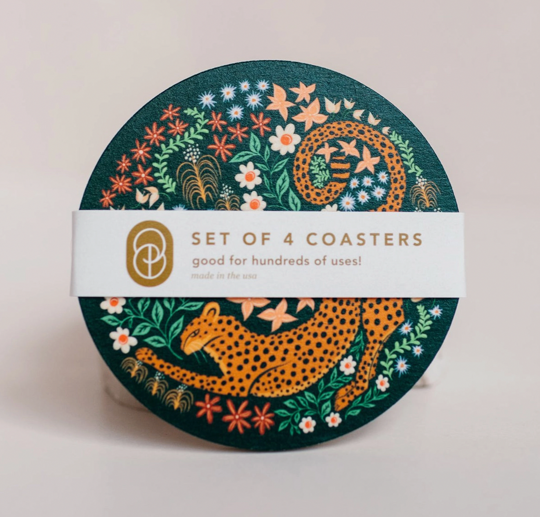 Stretching Cheetah Coasters