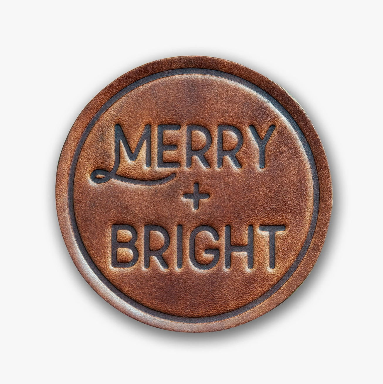 Merry + Bright Leather Coaster