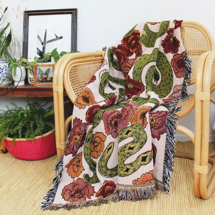 Snakes &amp; Poppy Field Blanket