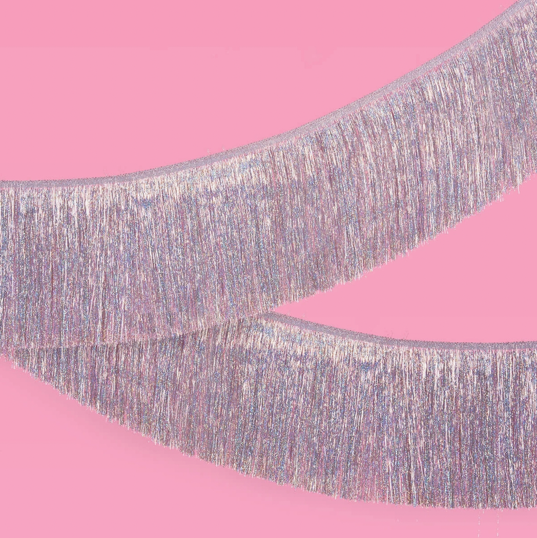 Silver Iridescent Fringe Banner