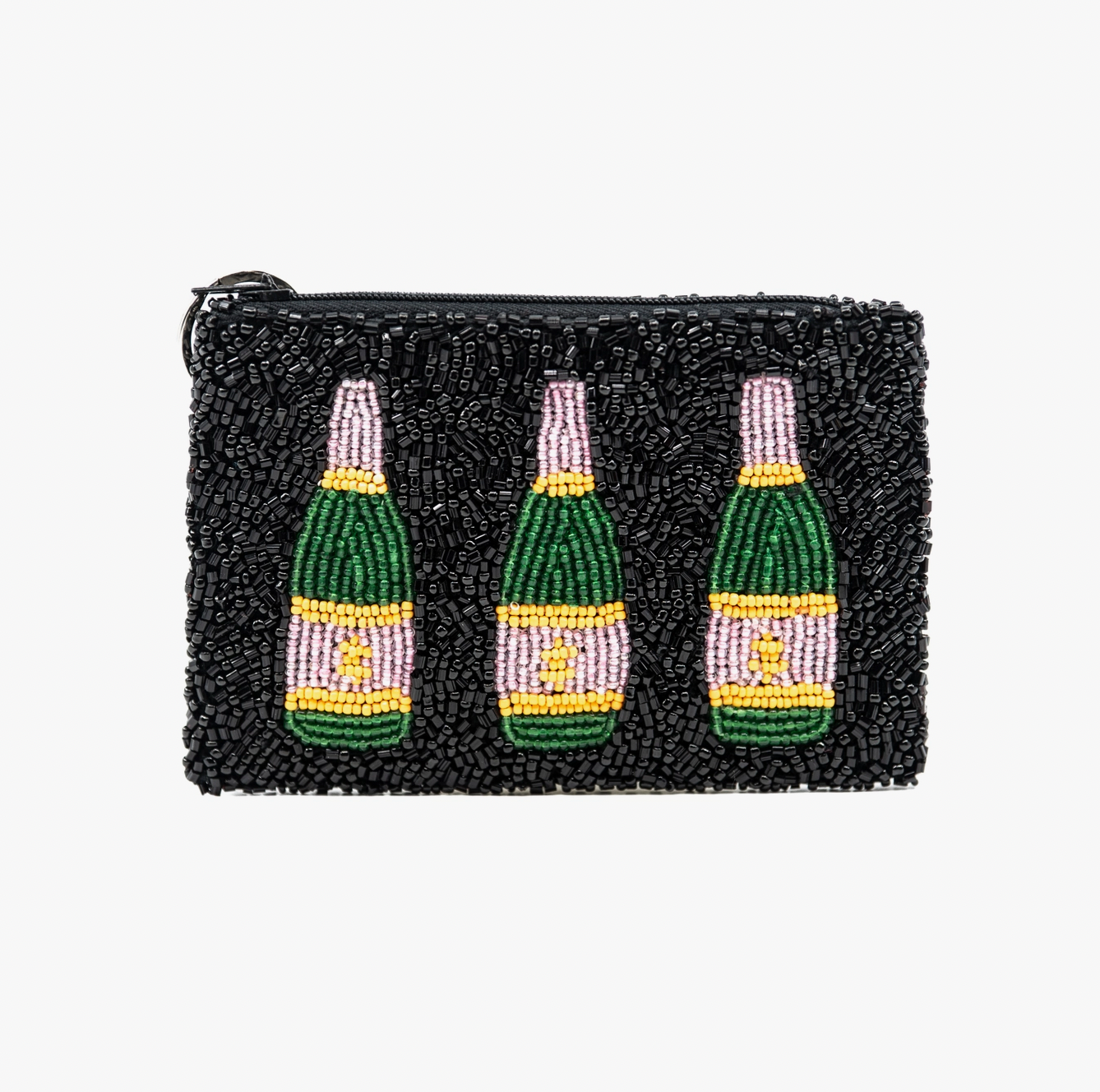 Champagne Bottles Beaded Pouch