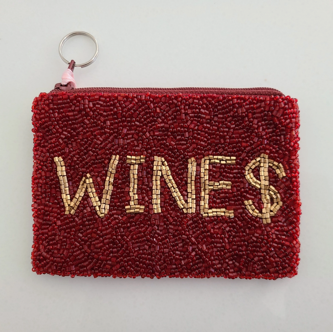 Wine $ Beaded Pouch