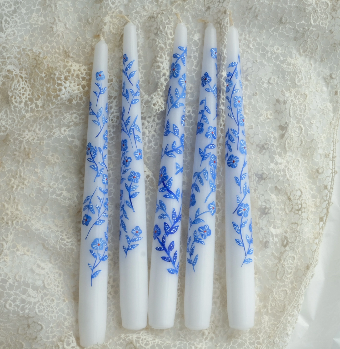 Spring Hand Painted Taper Candles