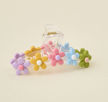 Multi Color Flower Claw Clip