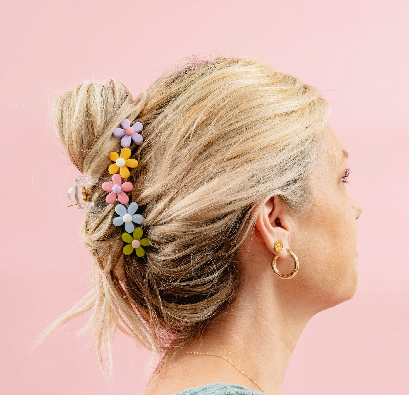 Multi Color Flower Claw Clip