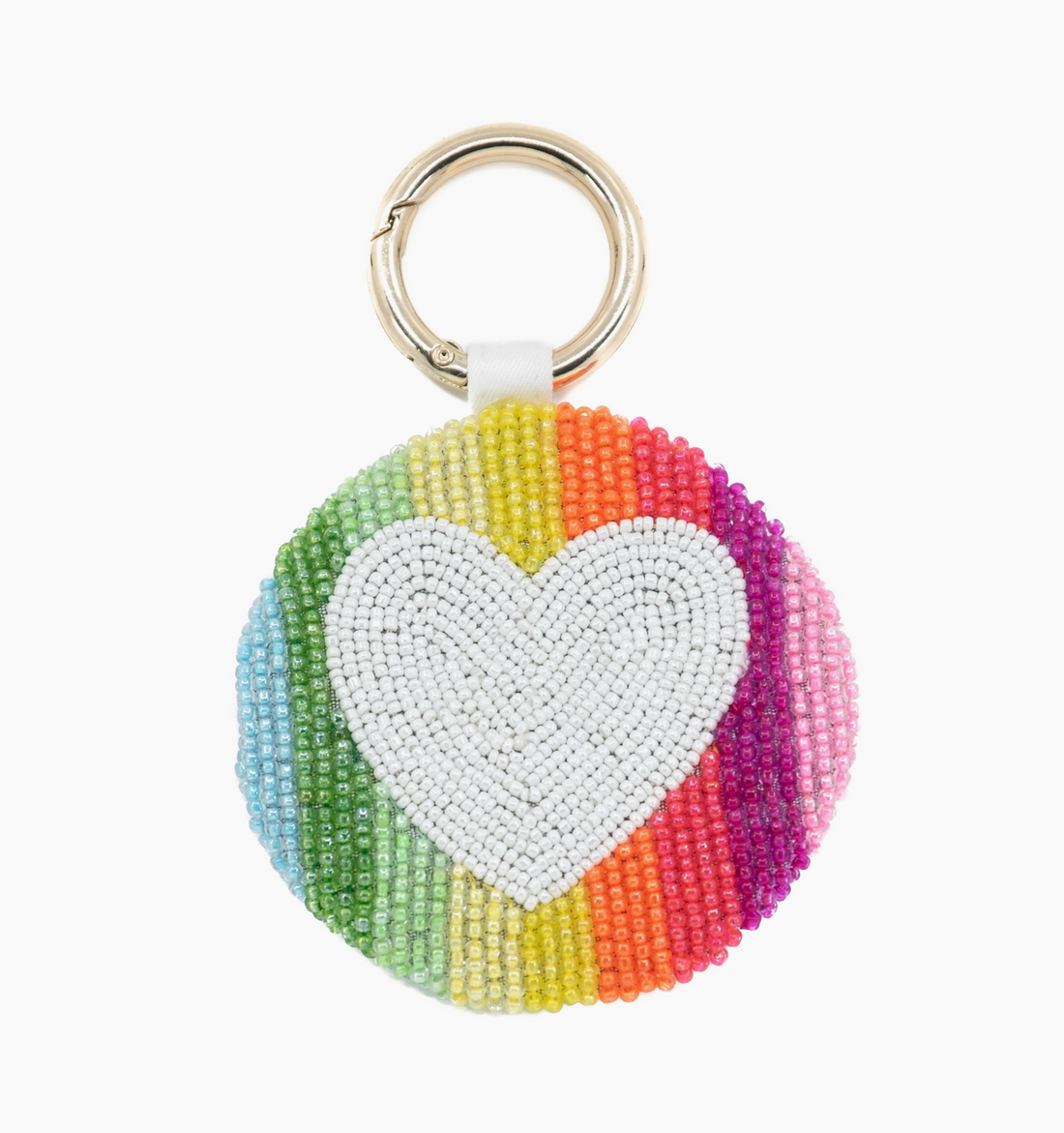 Neon Stripe w/ Heart Beaded Keychain