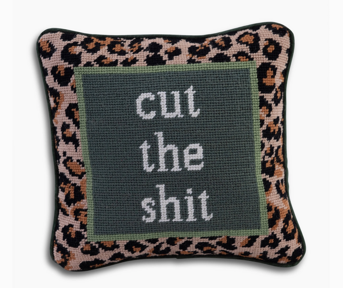 &quot;Cut The Shit&quot; Needlepoint Pillow