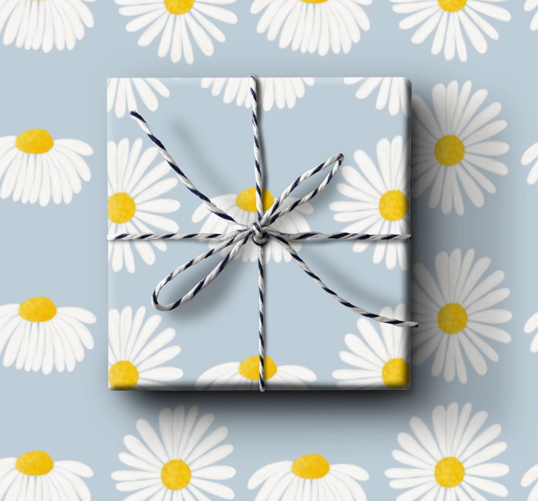 Blue Daisies Wrapping Paper (3 Sheets/Roll)