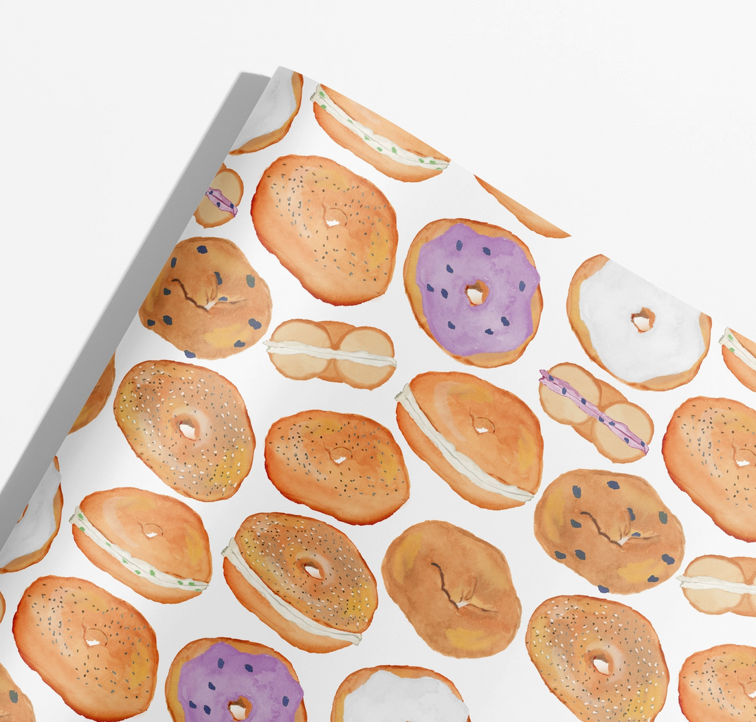 Bagel &amp; Cream Cheese Wrapping Paper (3 Sheets/Roll)