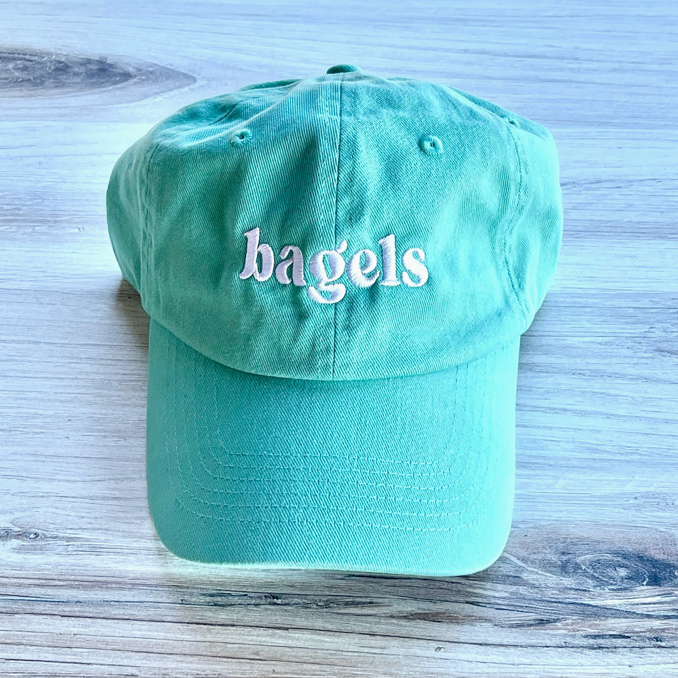 &quot;Bagels&quot; Dad Hat (Teal)