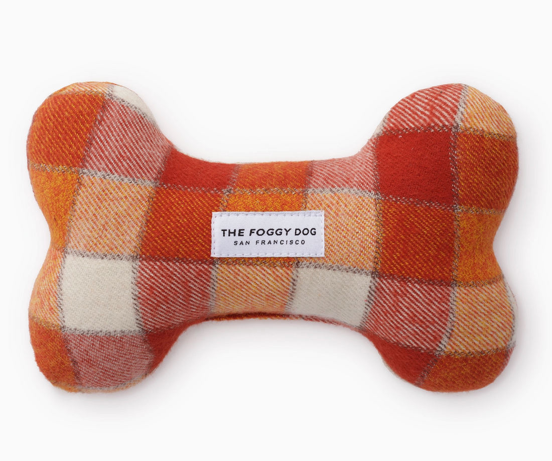 Pumpkin Spice Plaid Dog Bone