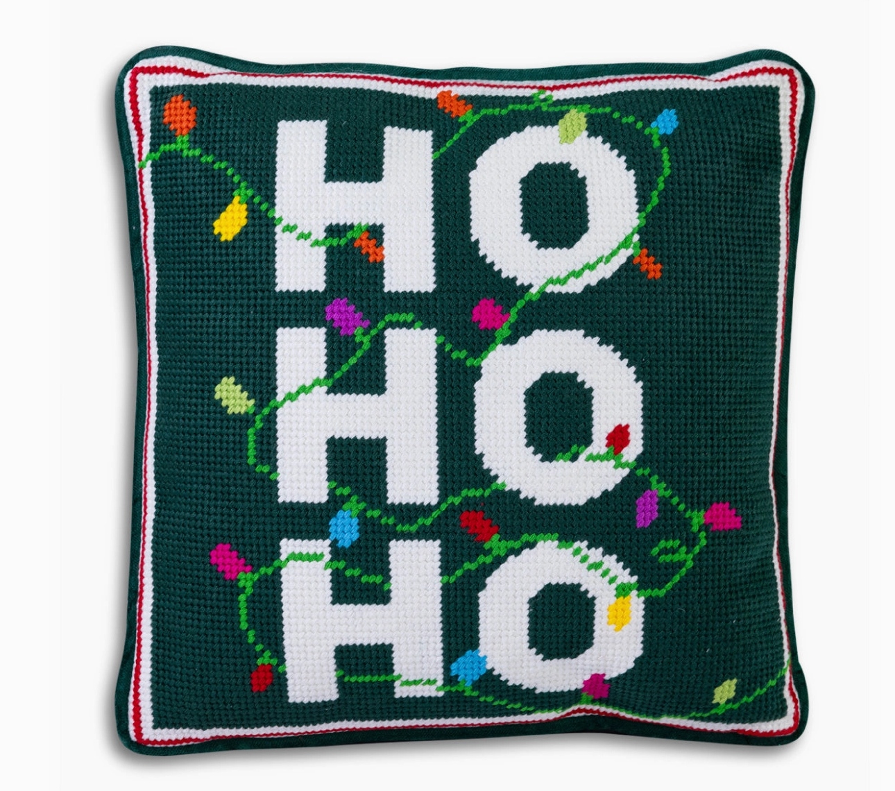 &quot;Ho Ho Ho&quot; Needlepoint Pillow