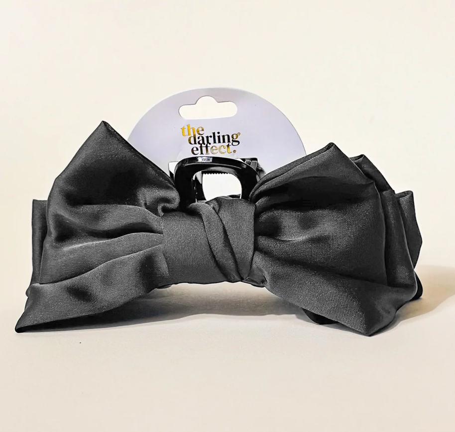 Black Satin Bow Clip