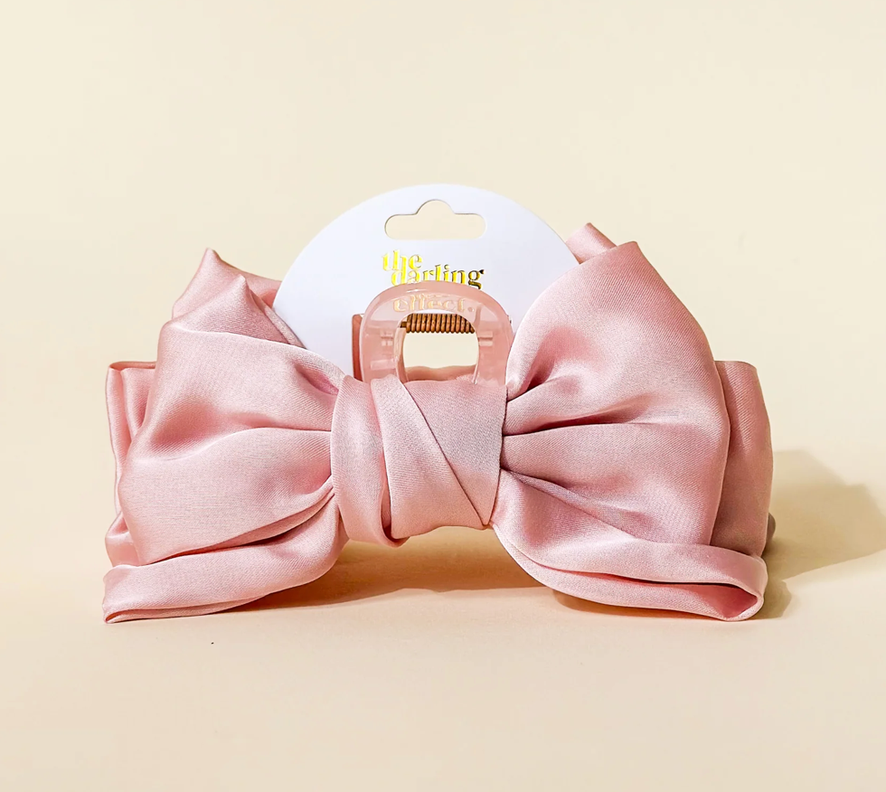 Blush Satin Bow Clip