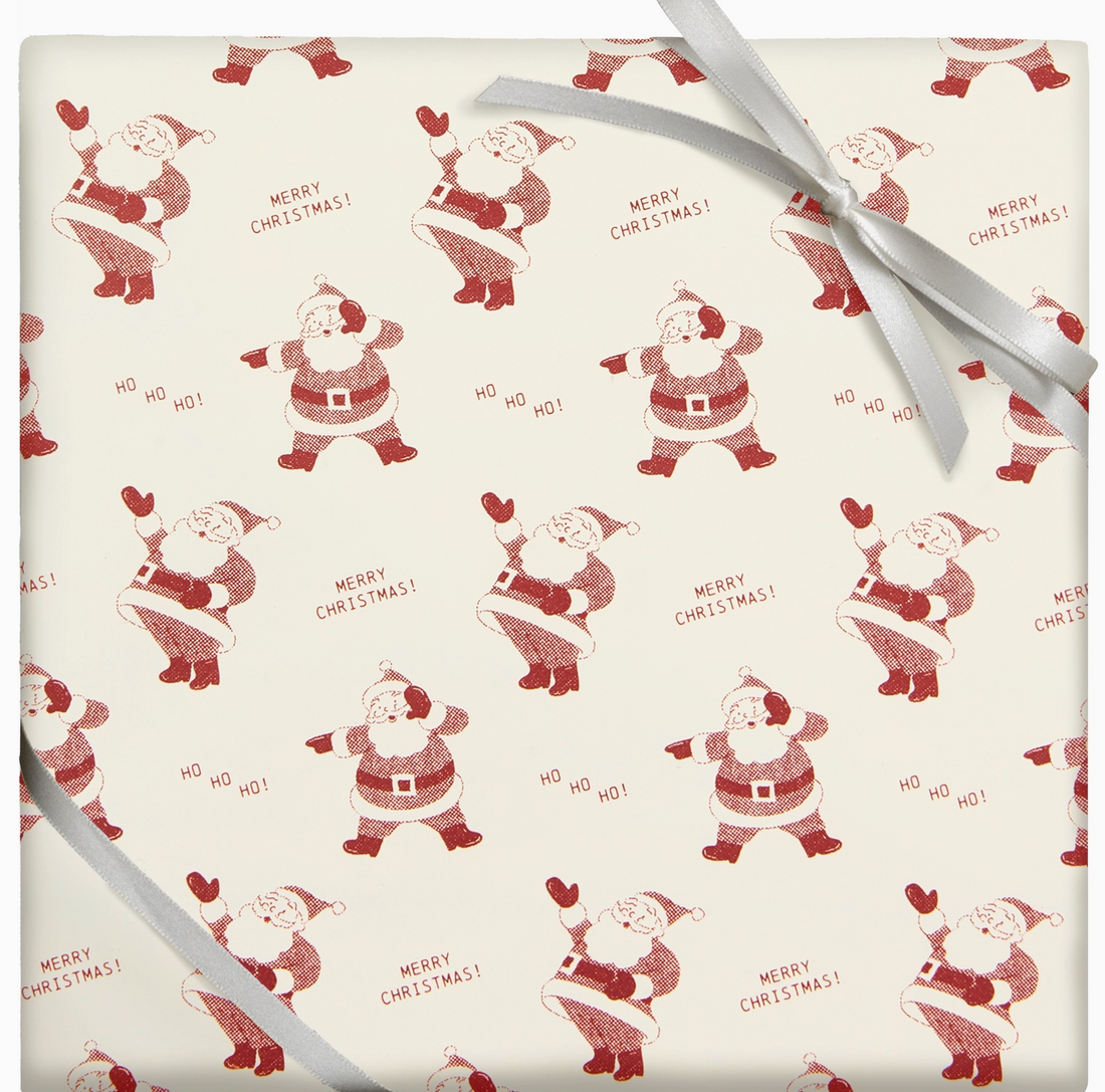 Newsprint Santa Wrapping Paper