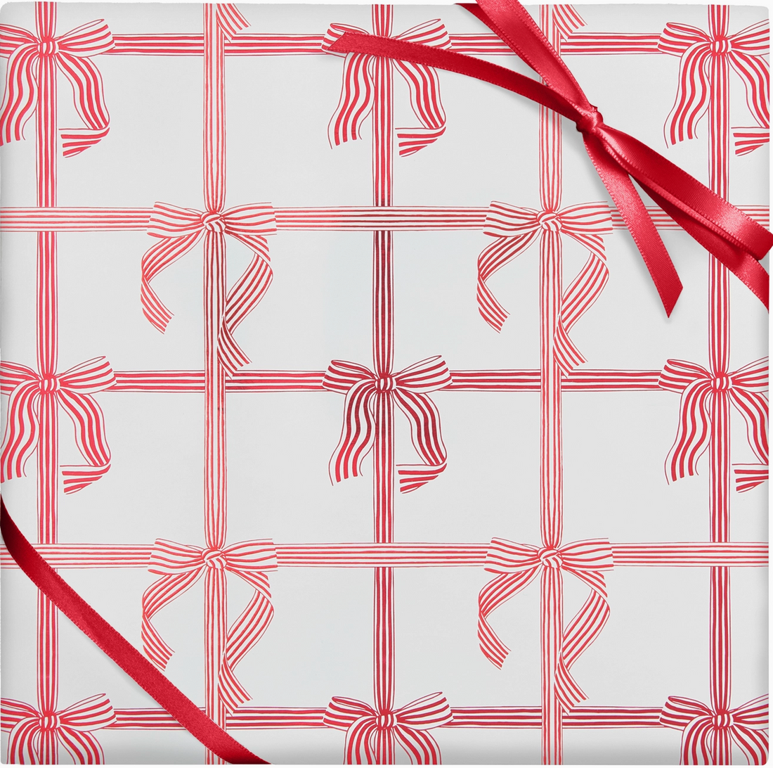 Peppermint Stripe Bows Wrapping Paper