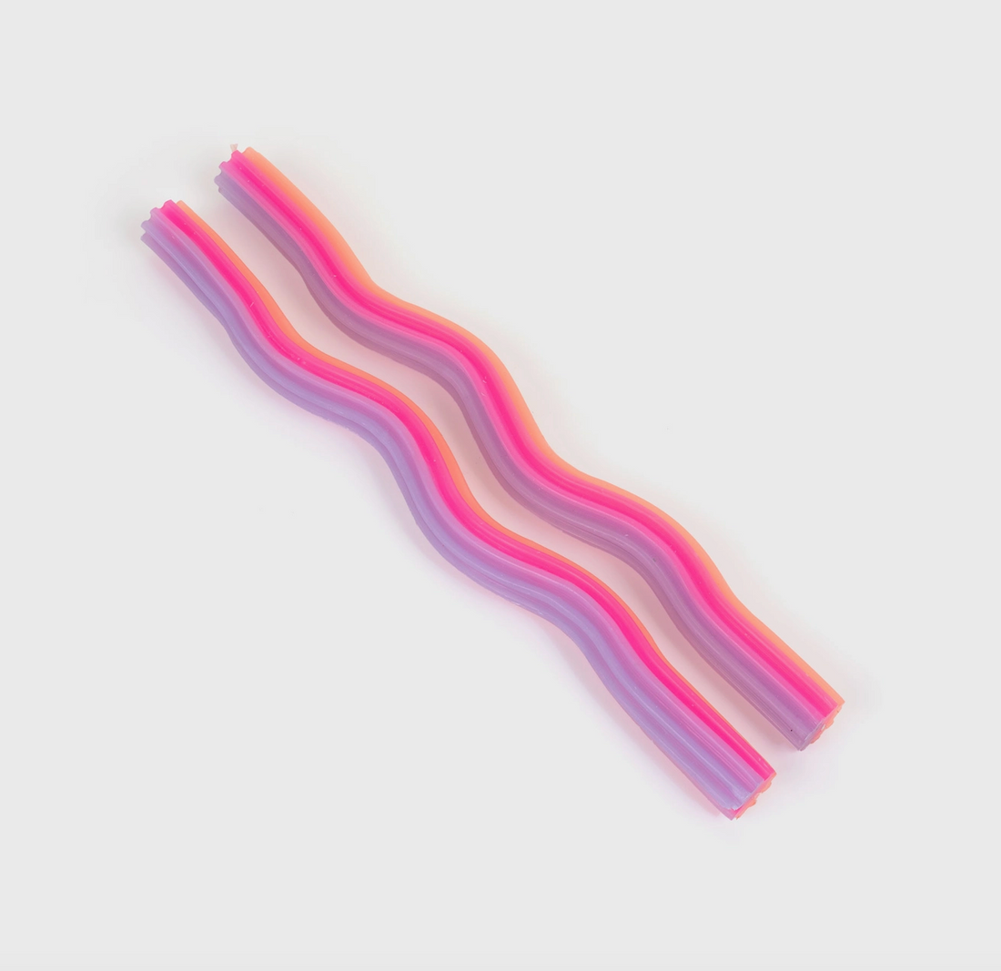 Pink Wiggle Taper Candles