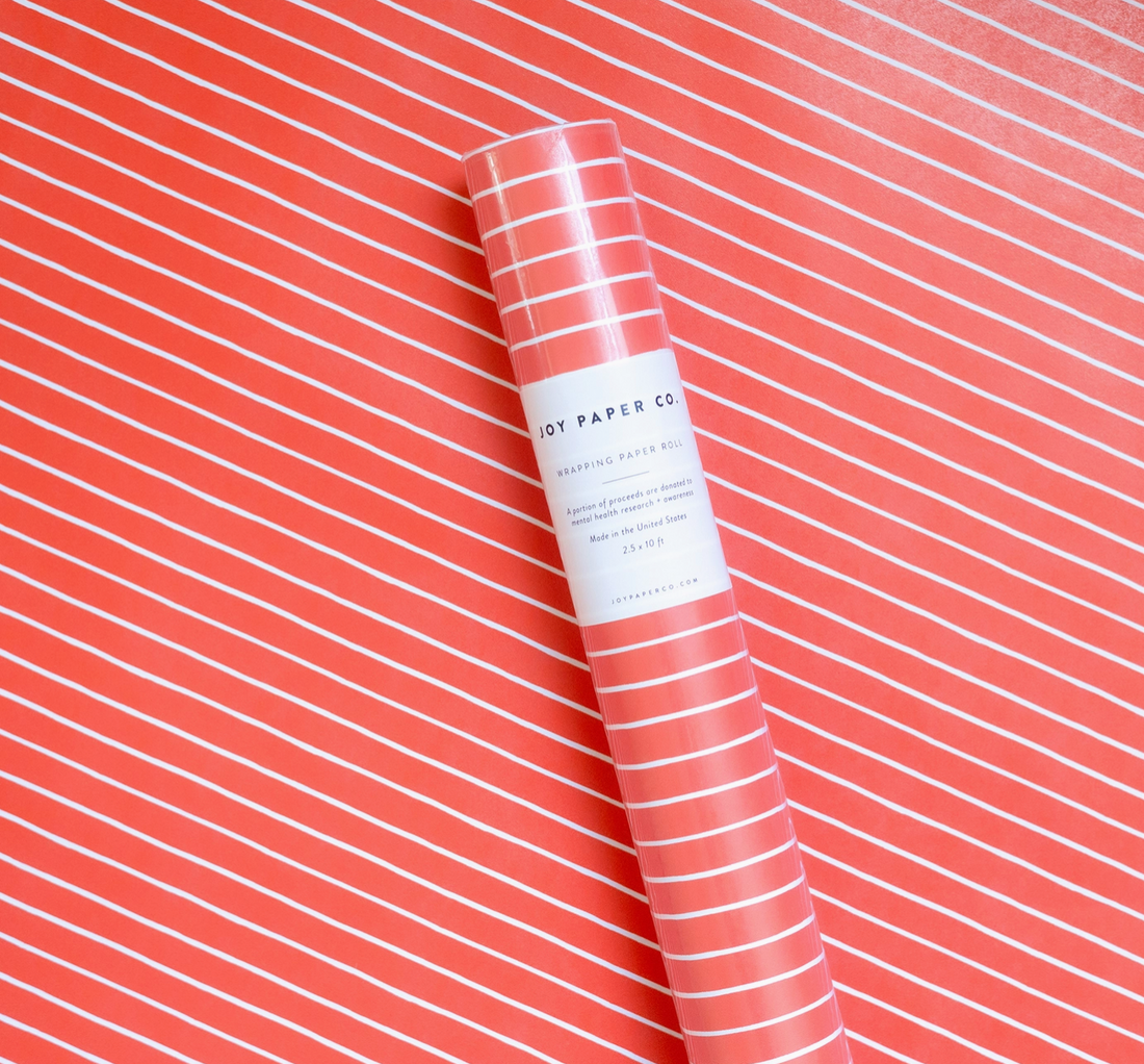 White on Red Stripes Wrapping Paper Roll