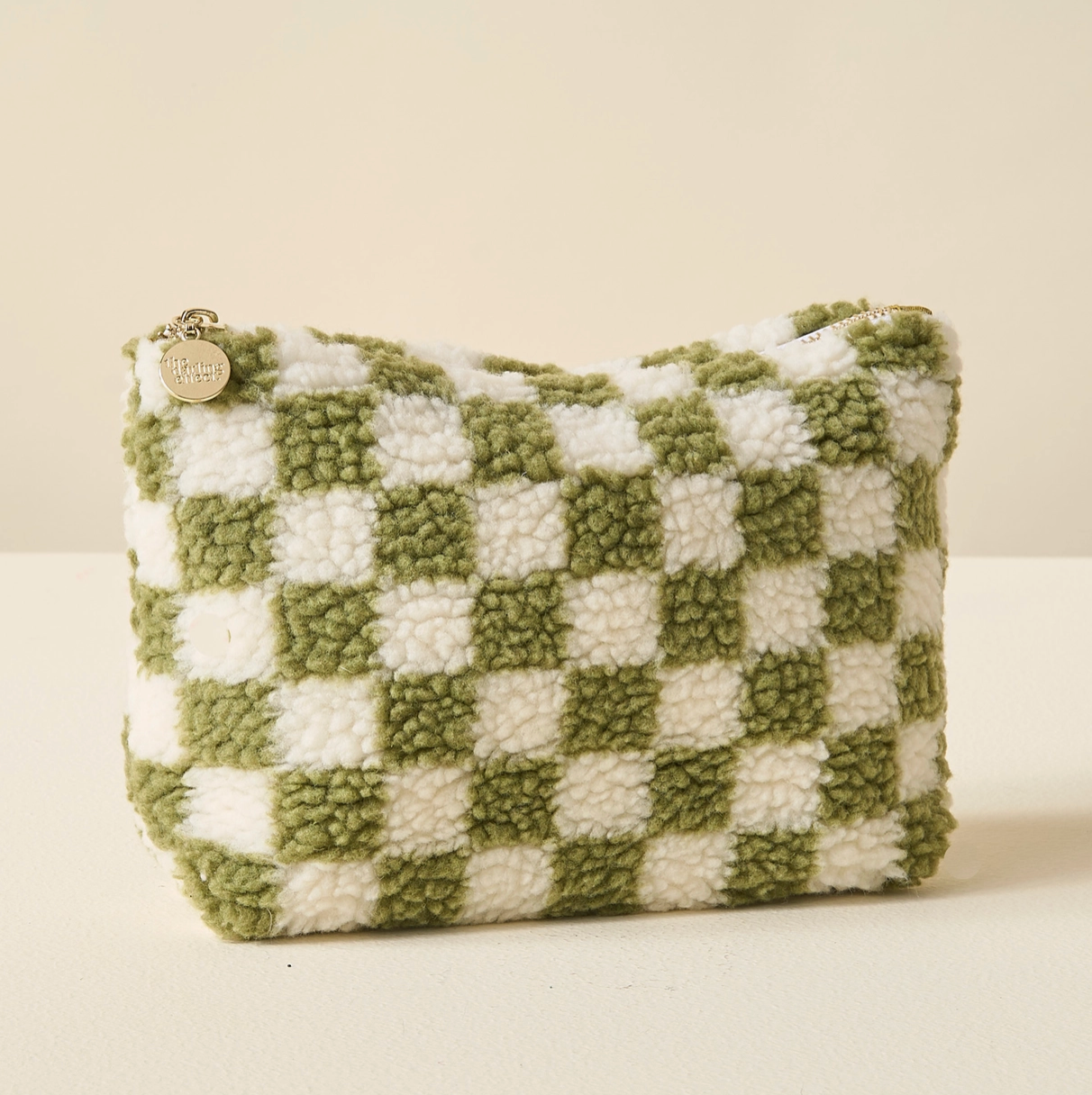 Green Checkered Teddy Pouch