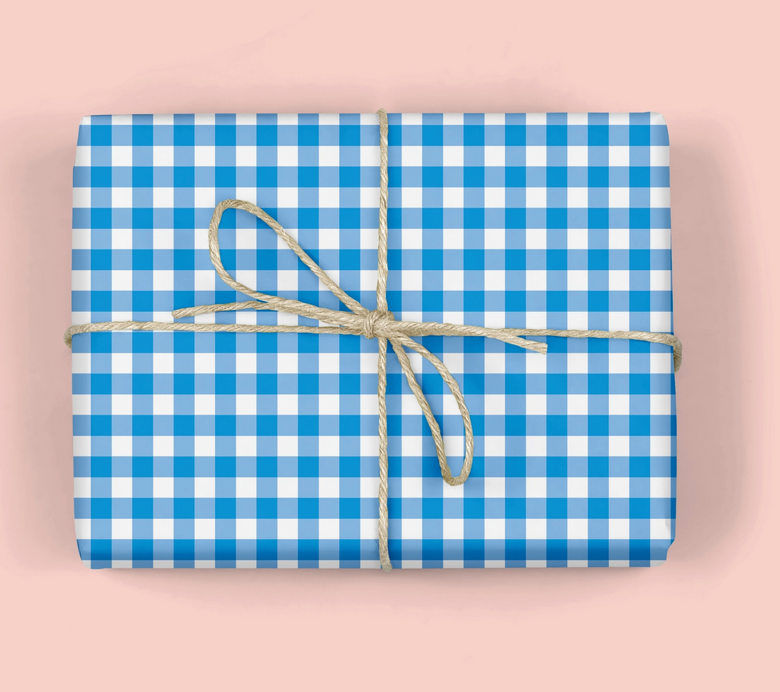 Blue Gingham Wrapping Paper (3 Sheets/Roll)